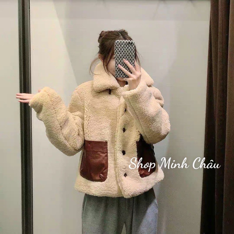 Áo khoác lông pha da Zarrraa dư sịn