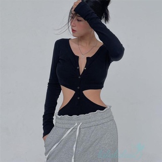 Bộ áo liền quần cổ vuông tay dài màu trơn phối nút 5 màu sắc tùy chọn thời trang mùa hè cho nữ
