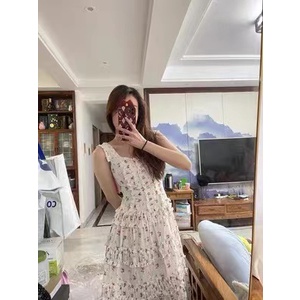 Blackpink jennie Đầm Dài In Hoa Có Diềm Xếp Nếp Phong Cách Cổ Điển Hàn Quốc Cho Nữ