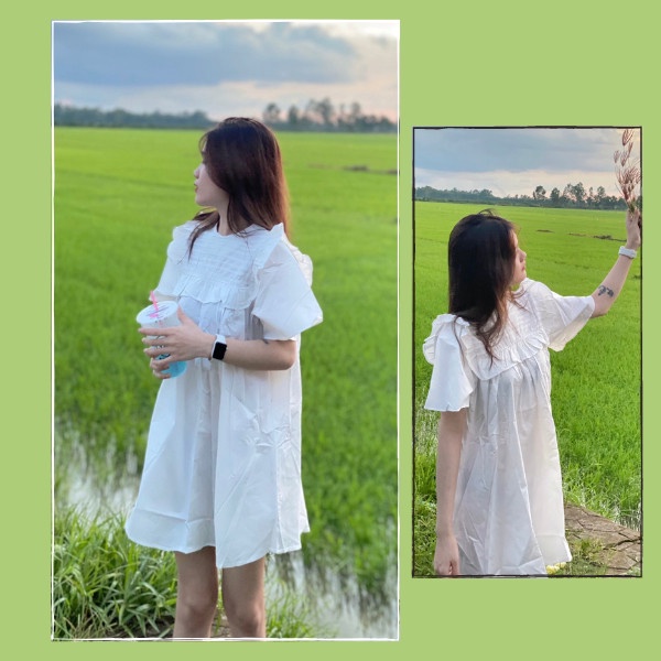 Đầm babydool , váy tiểu thư màu trắng siêu xinh (PLD05)