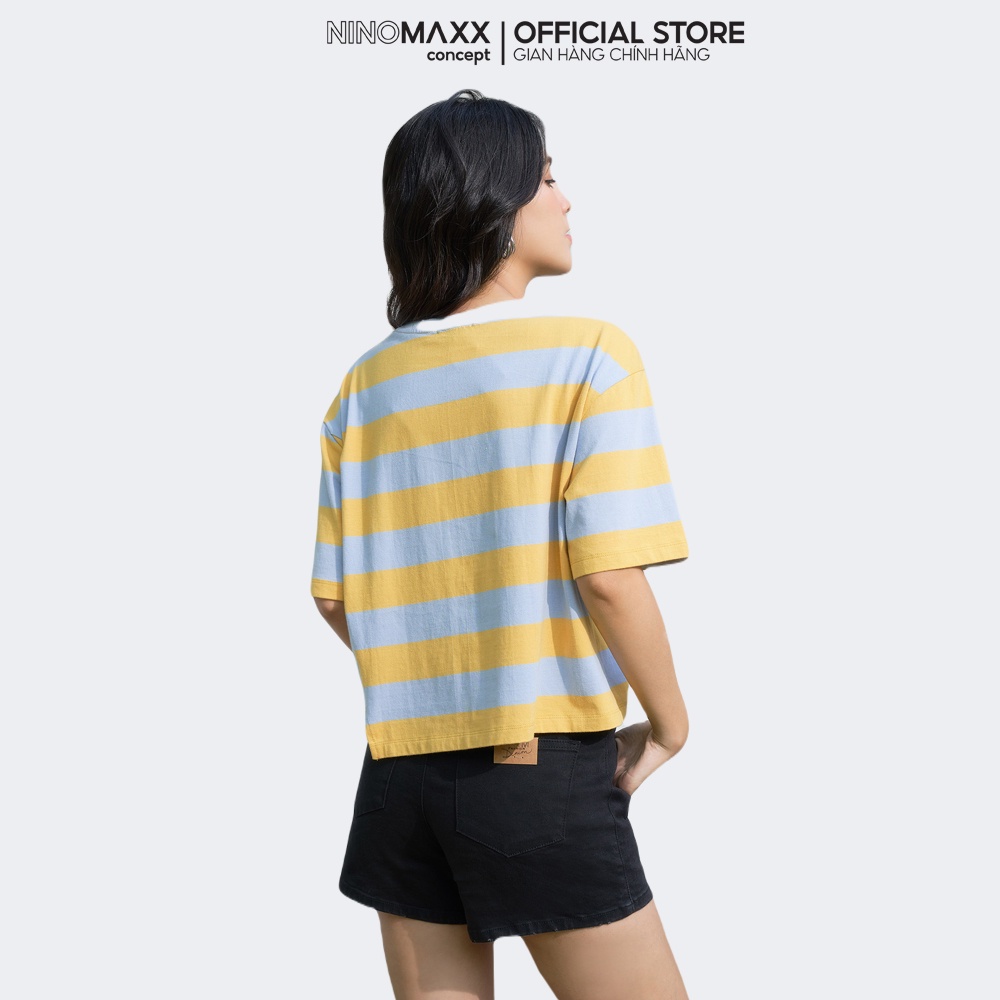 NINOMAXX Áo thun sọc Nữ tay ngắn chất cotton 2011060