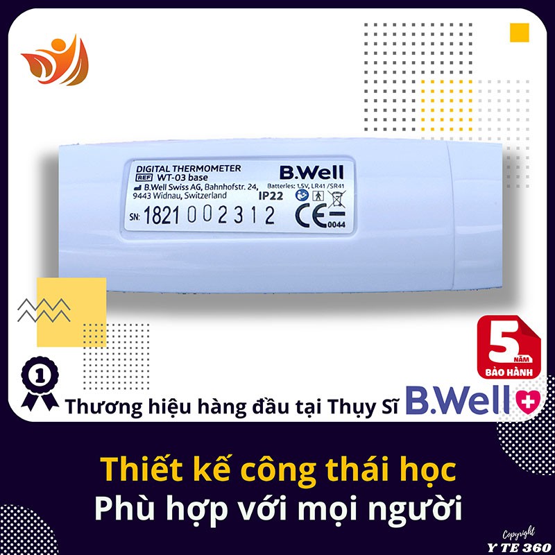 Nhiệt kế điện tử đo độ ngậm miệng kẹp nách hậu môn cho bé b.well wt 03 - bwell y tế 360