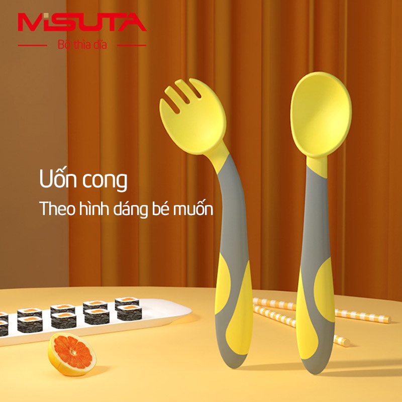 Set Thìa Nĩa Bẻ Cong Cho Bé Yêu Ăn Dặm