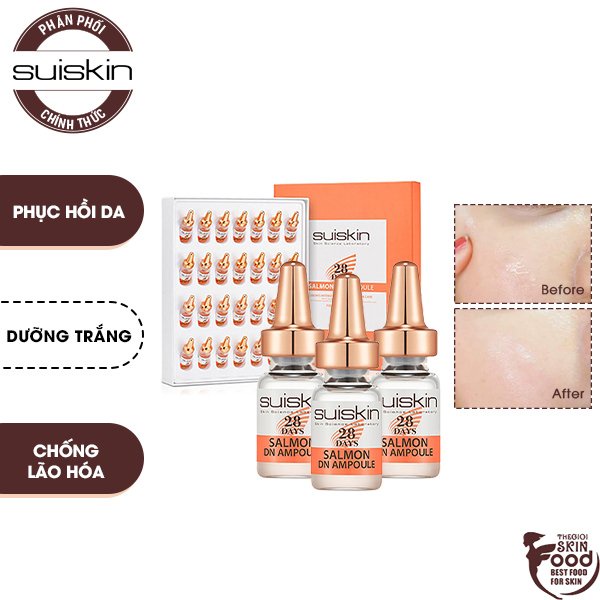 Tế bào gốc từ DNA cá hồi phục hồi da sau 28 ngày Suiskin Salmon DN Ampoule 28 days