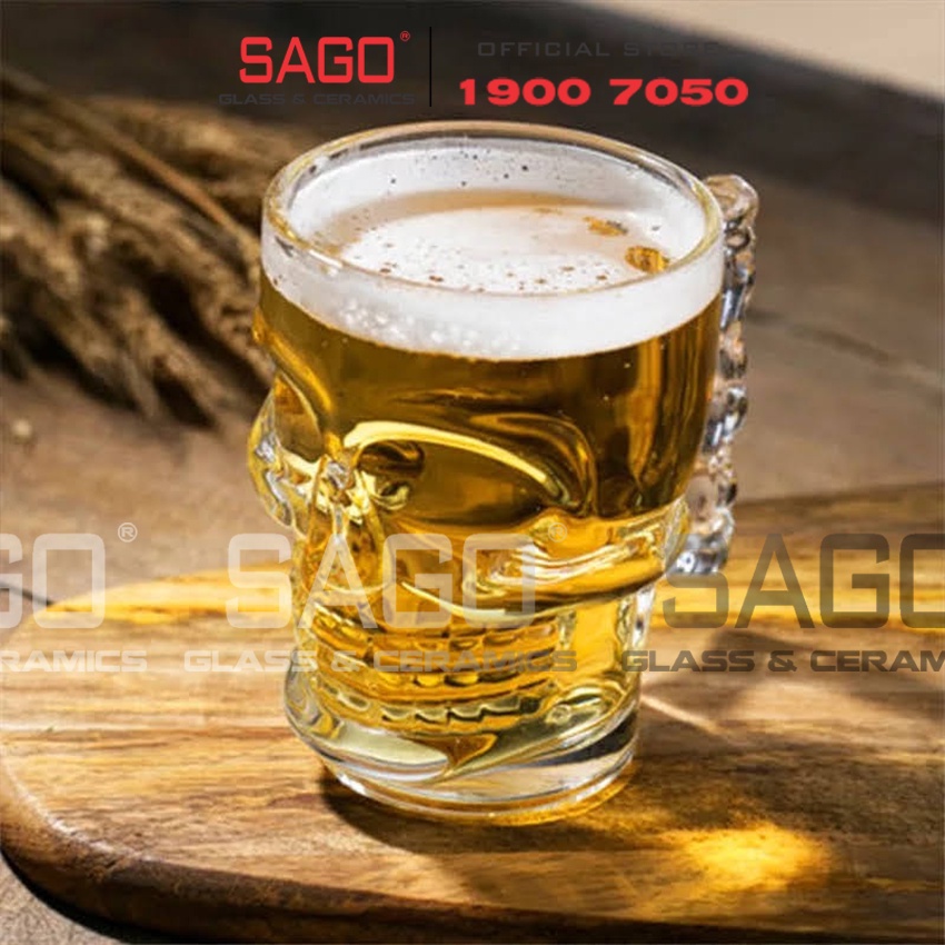 Ly Thủy Tinh Deli Skull Beer Mug 540ml | ZB309 , Ly uống Bia Cao Cấp