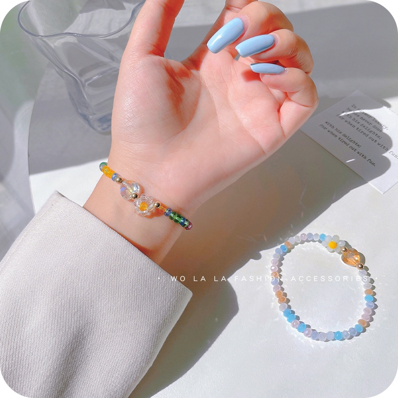 Vòng Tay Chuỗi Hạt Pha Lê Hình Hoa Dễ Thương Đơn Giản Phong Cách Hàn Quốc Cho Cặp Đôi | BigBuy360 - bigbuy360.vn