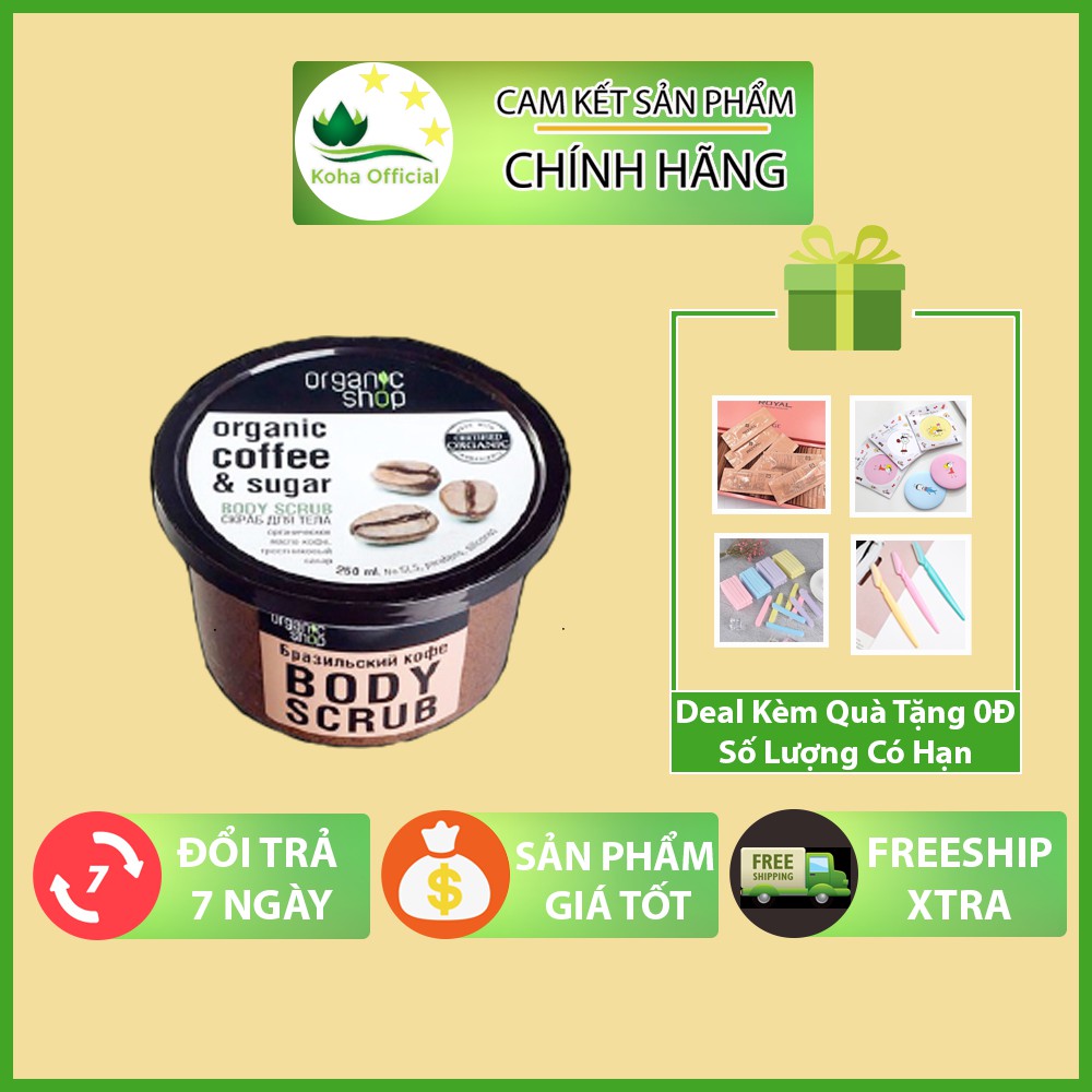 Tẩy da chết body TT12909344 ORGANIC SHOP Làm Sạch Dưỡng Da Trắng Sáng Toàn Thân (250ml)