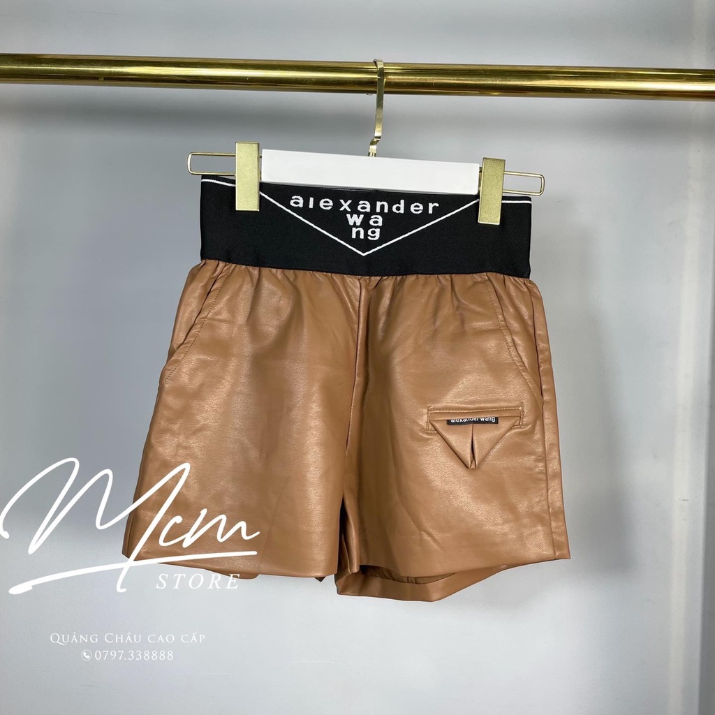 Quần short da nữa Wang ảnh thật có sẵn