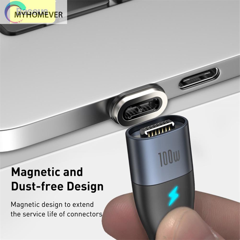 myhomever Baseus Magnetic USB Charging Cable 100W Type-C Fast Charger Data Power Cord