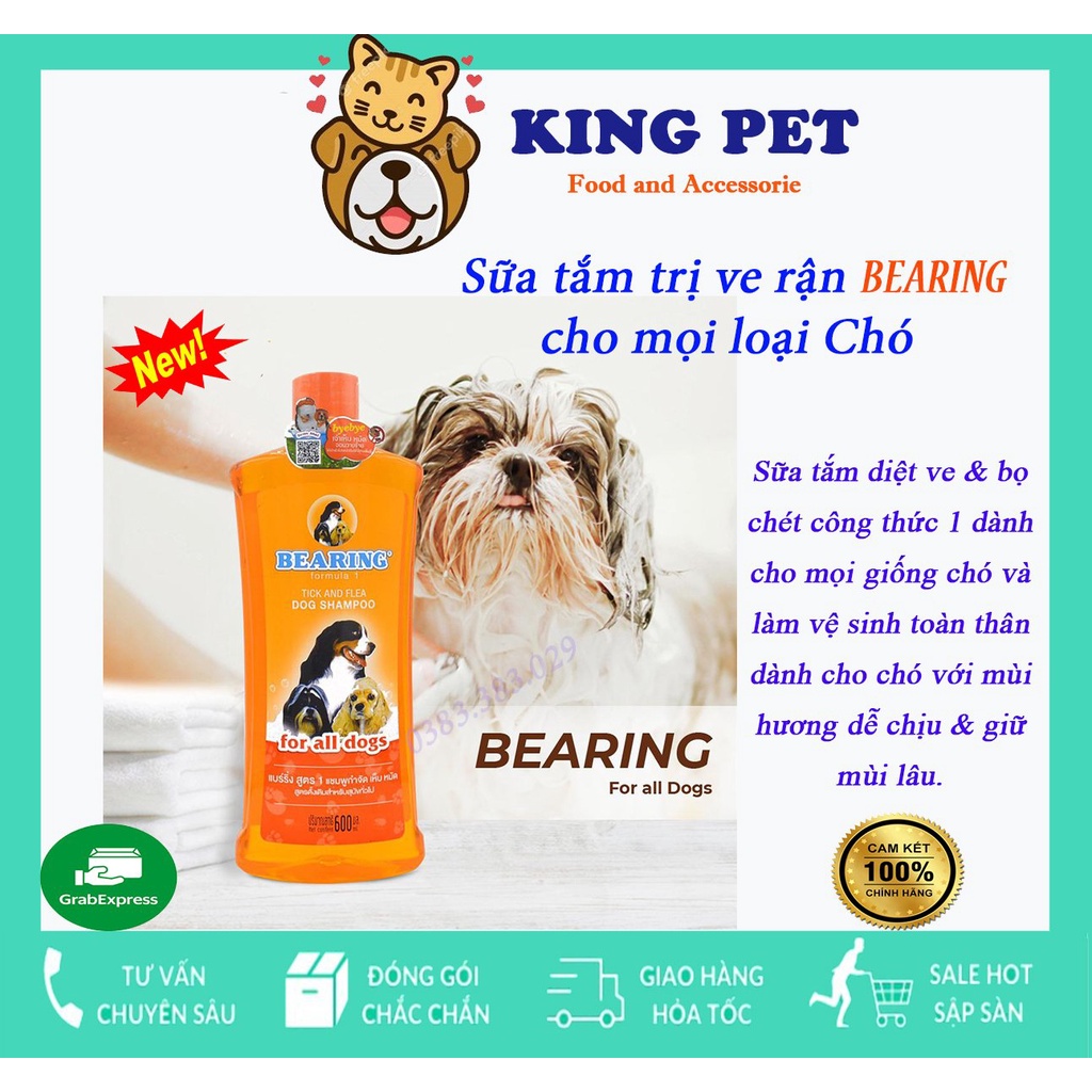Sữa Tắm Diệt Ve, Rận, Bọ Chét Bearing cho mọi giống chó mèo