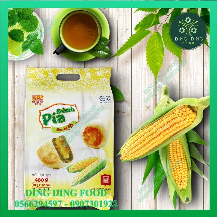 Bánh Pía Mini Chay Kim Sa Bắp 480g [12 BÁNH] Tân Huê Viên| Pía Kim Sa Chay| Pía Chay Mini| Sóc Trăng - DING DING FOOD