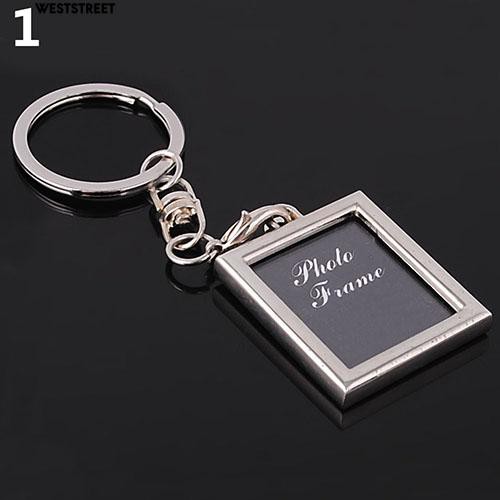 Móc chìa khóa hình vuông/ tròn/trái tim/ oval để lồng hình có thể xoay được