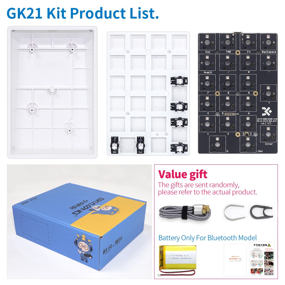 Bộ Bàn Phím Cơ SKYLOONG GK21s GK21 SK21 RGB 21 Phím Bằng Nhựa Có Dây Kết Nối Bluetooth Và Hai Chế Độ Điều Khiển