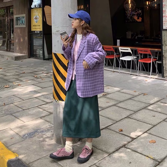 [ORDER] Áo Blazer kẻ caro Tím phong cách Hàn Quốc(ẢNH THẬT, FEEDBACK KHÁCH XINH ĐẸP ở cuối) | BigBuy360 - bigbuy360.vn