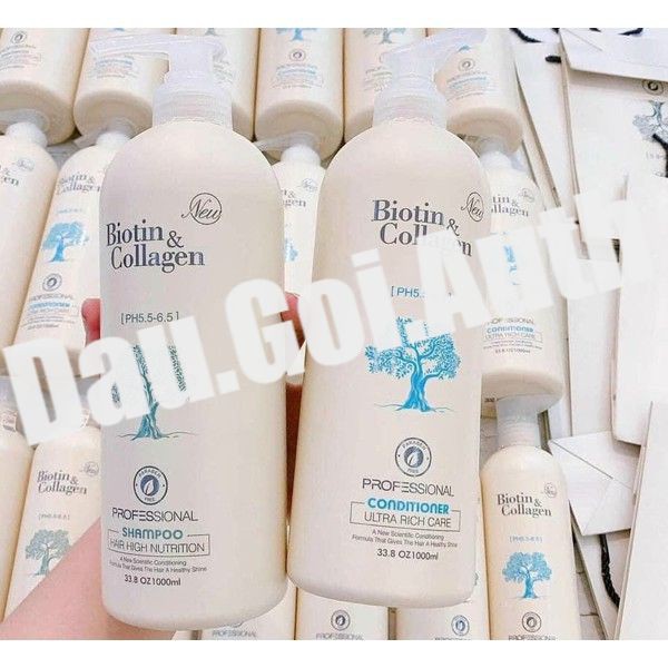 🛑FreeShip🛑Cặp Dầu Gội Xả Biotin Collagen Trắng | Giảm Rụng Tóc,Phục Hồi Tóc Khô Xơ, Hư Tổn ⚜️Hàng Chính Hãng⚜️ Ⓒ