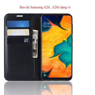 Bao da Samsung Galaxy A20 / A20s nắp gập may viền cao cấp O+ chính hãng