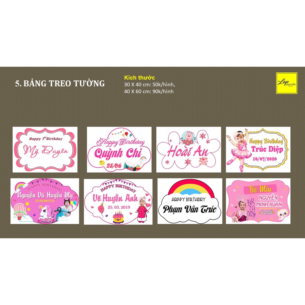 Nhận Đặt gấp_Bảng tên treo tường trang trí sinh nhật chibi cho bé