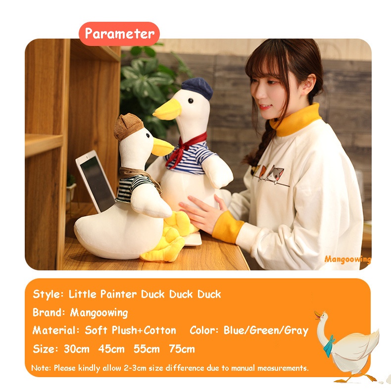Thú Nhồi Bông Hình Chú Vịt Hoạt Hình Đáng Yêu Cartoon Animal Duck Painter Plush Doll Đồ chơi nhồi bông đồ chơi mềm dễ thương Đồ chơi mềm mại Quà tặng sinh nhật cho trẻ em