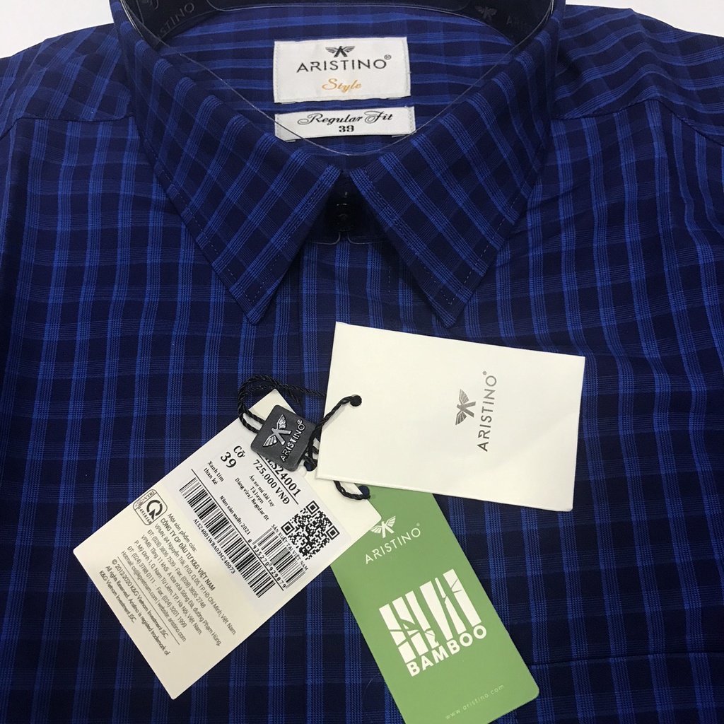 Áo sơ mi nam công sở dài tay ARISTINO sợi tre kháng khuẩn có túi Als24001