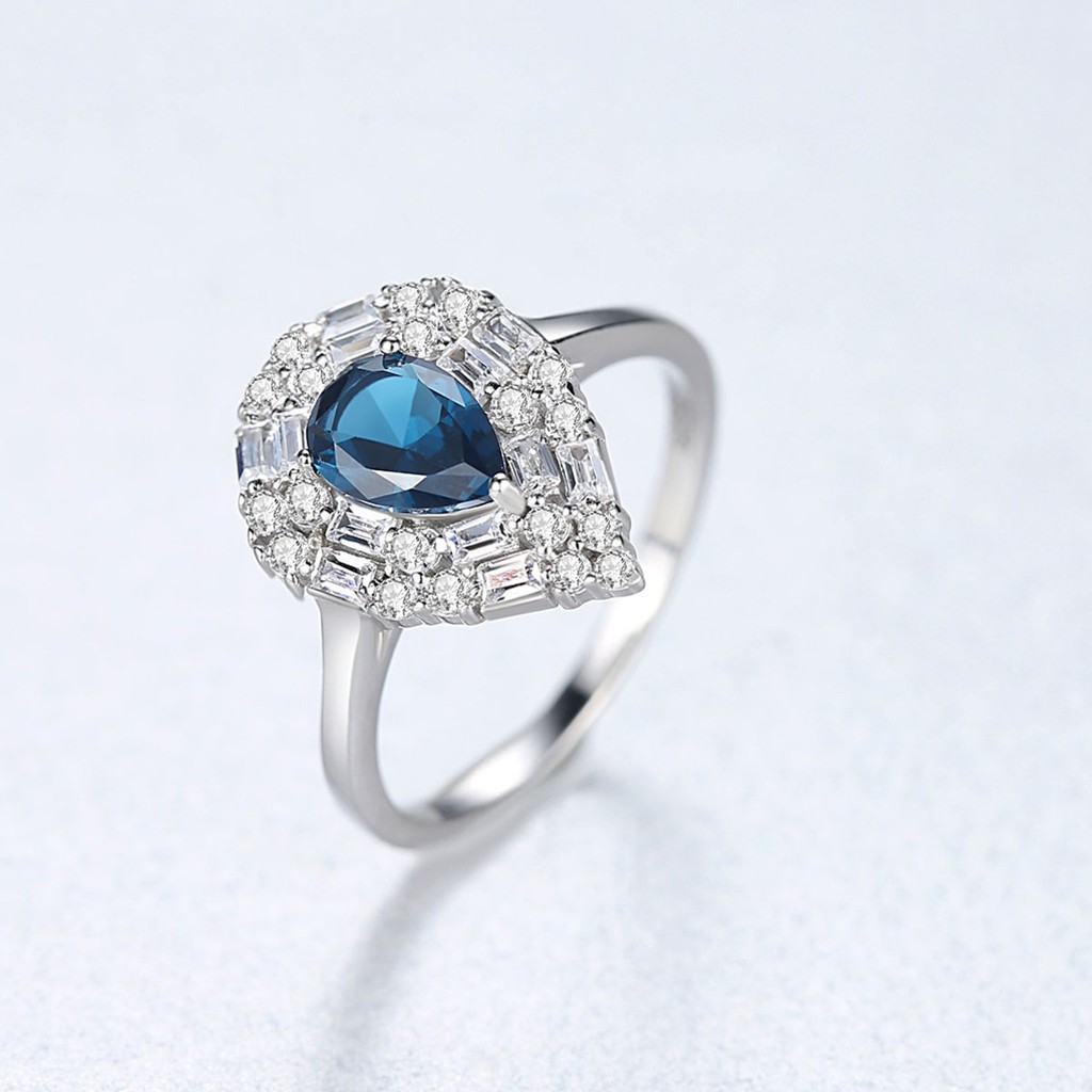 Nhẫn Bạc Nữ Đính Đá Hình Giọt Nước N2418 - Bảo Ngọc Jewelry