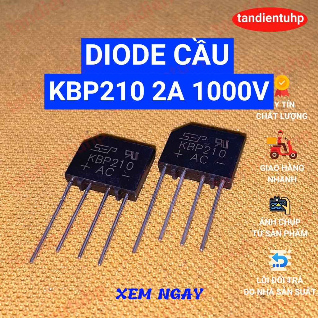 5 Diode Cầu KBP210 2A 1000V chỉnh lưu dòng xoay chiều thành một chiều