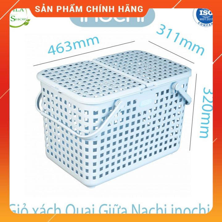 Giỏ đựng đồ đi sinh bằng nhựa cao cấp, giỏ xách quai giữa có nắp NACHI Iniochi tiêu chuẩn Nhật