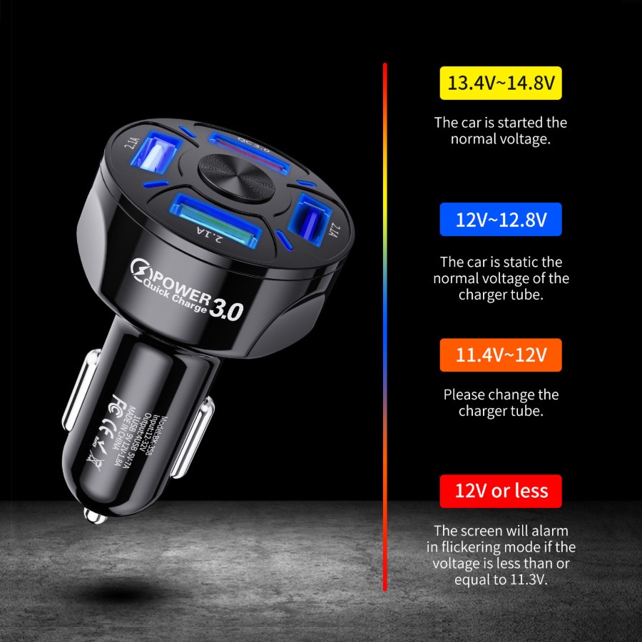 Cốc sạc nhanh Ankndo thiết kế 4 cổng USB 12V chất lượng cao