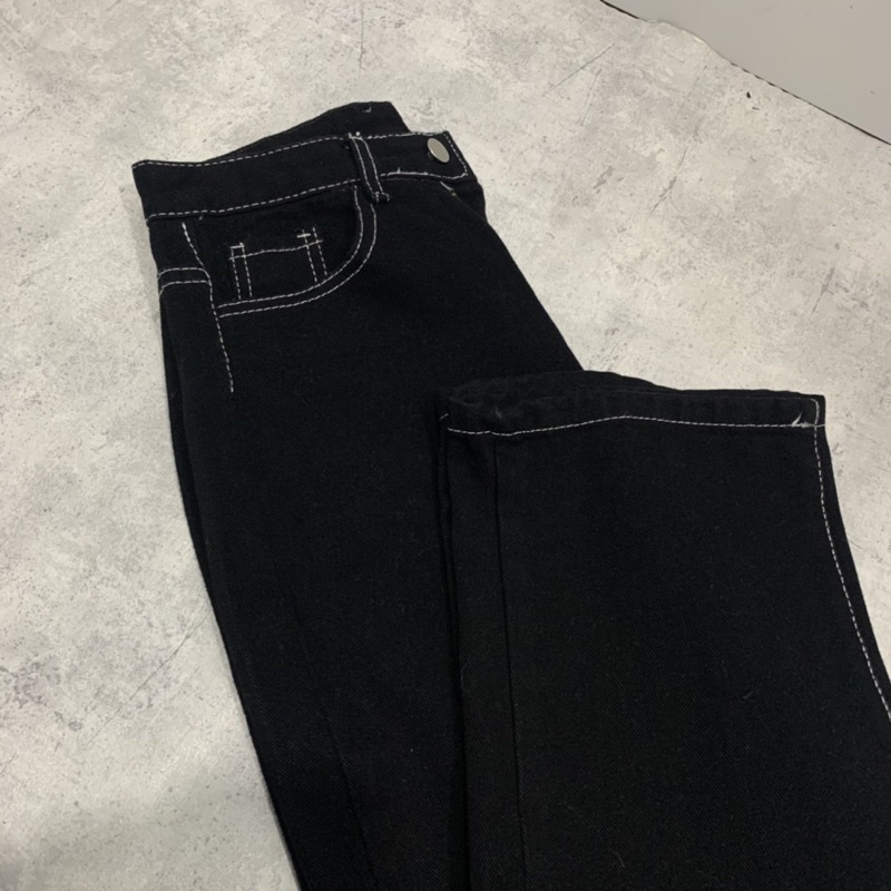 Quần jeans suông 8397 màu đen và kem