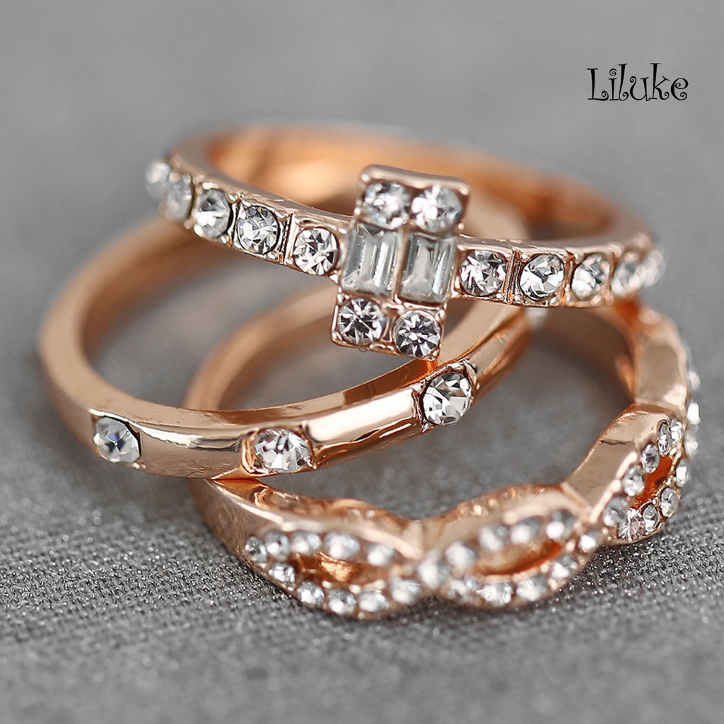 Bộ 3 Nhẫn Đeo Ngón Tay Thiết Kế Tối Giản Cá Tính