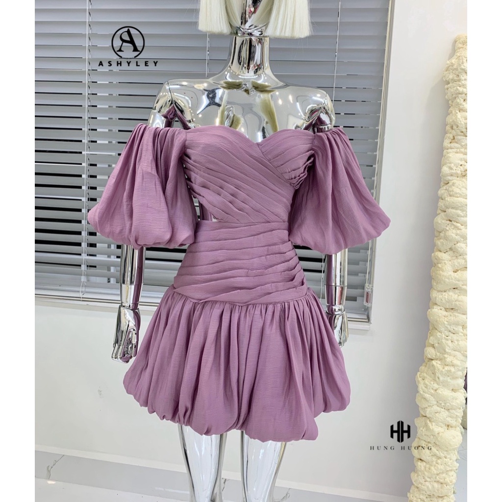 VÁY XẾP LI CUT OUT TAY BỒNG SIÊU XINH