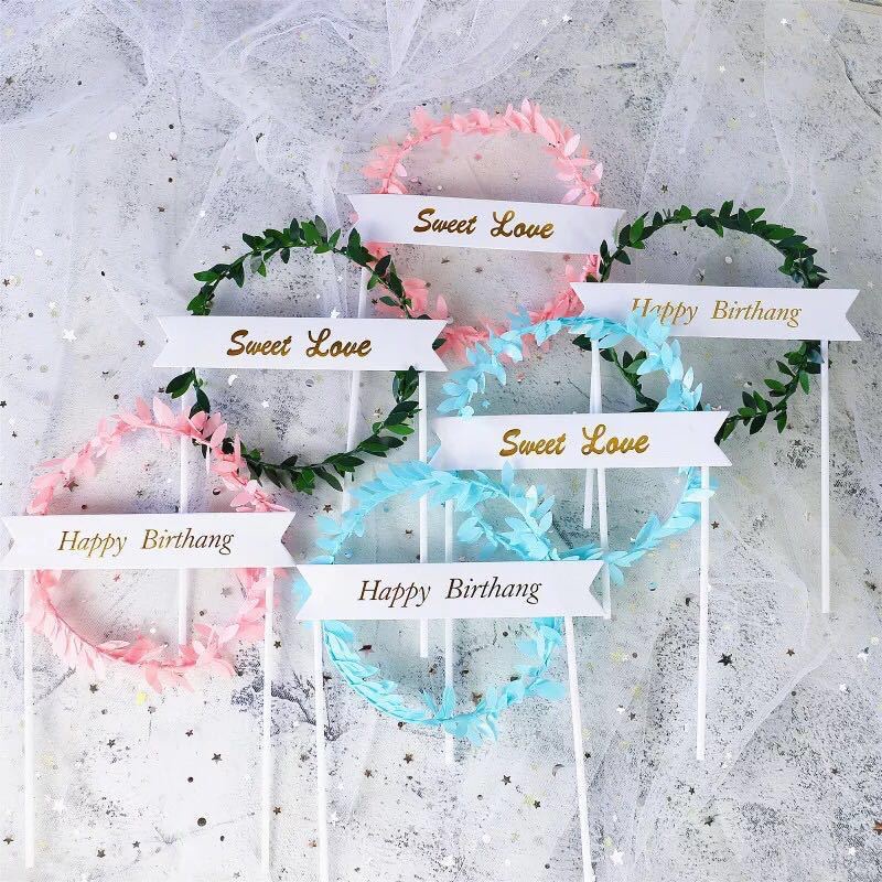 topper cắm bánh kem [FREESHIP] vòng nguyệt quế trang trí bánh