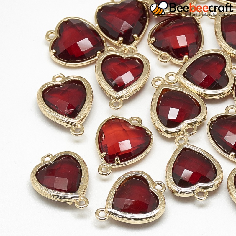 Set 1-5 Mặt Dây Chuyền Thủy Tinh Hình Trái Tim/ Giọt Nước/Hình Vuông Màu Vàng Đồng