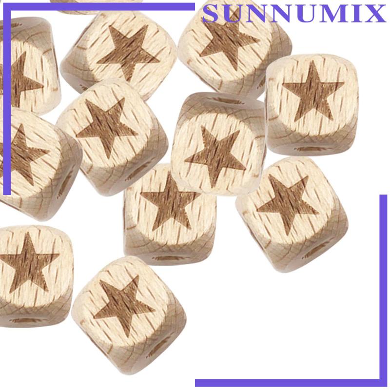 Set 20 Hạt Gỗ Vuông Lỗ Lớn Làm Trang Sức Thủ Công