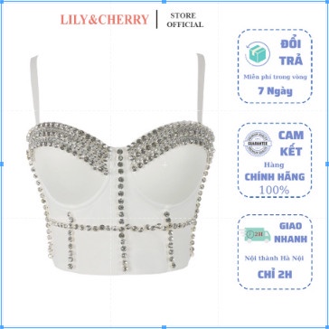 Áo Croptop đính đá cao cấp Crop02 bra nữ có dây đệm mút ép thấm hút mồ hôi tốt, form chuẩn