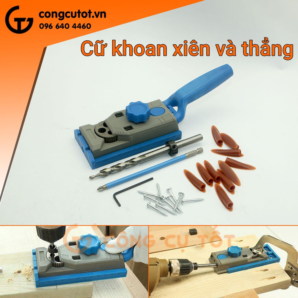Bộ cữ khoan xiên và khoan thẳng 25 chi tiết chuyên làm nội thất tấm DIY