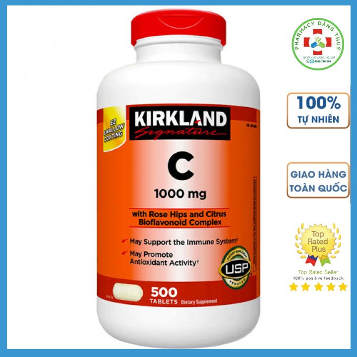 🔥Tách Lẻ🔥 Viên uống Bổ Sung Vitamin C Kirkland Signature 1000 mg 50 Viên 🍊🍋
