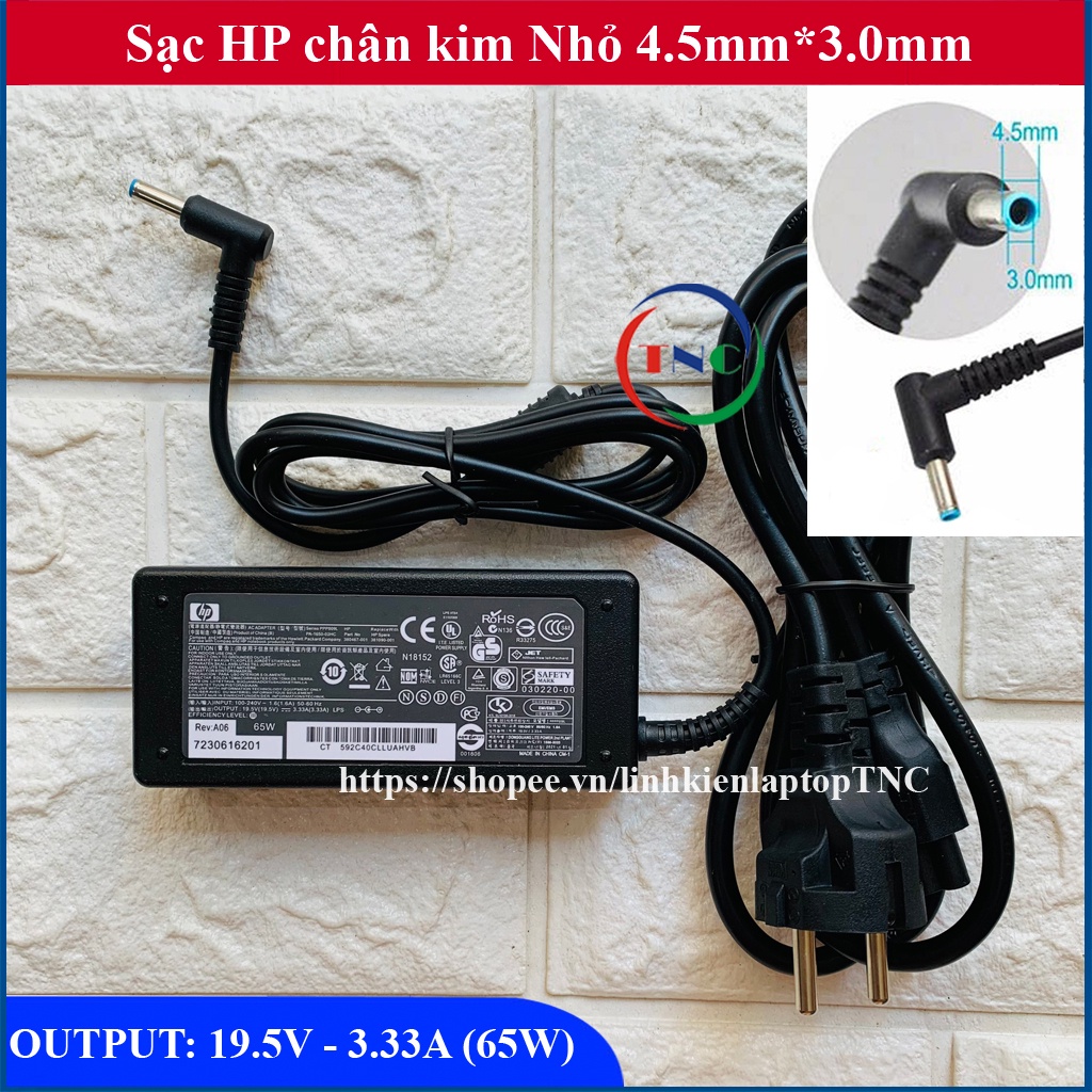 Sạc Laptop HP 19.5V - 3.33A chân kim NHỎ Adapter HP Pavilion chân xanh