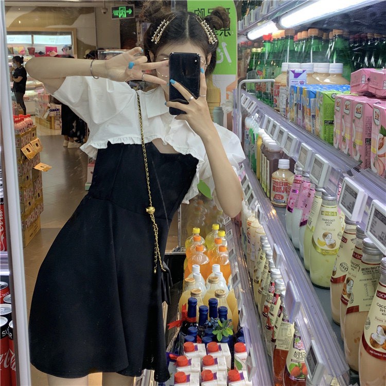 Set váy phối nửa sơ mi ngắn tay RUBY HOUSE86 set váy tiểu thư hot gồm áo sơ mi và váy mặc được 2 kiểu hot hit