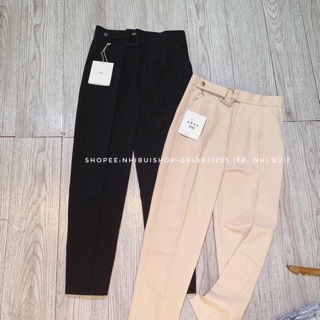 Quần baggy vải cạp khuy gập