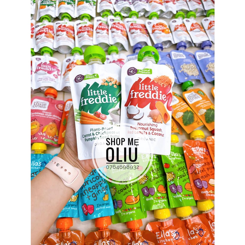 [SHIP AIR] Túi ăn dặm hoa quả/rau củ nghiền, sinh tố hữu cơ Little Freddie cho bé từ 6 tháng 100g
