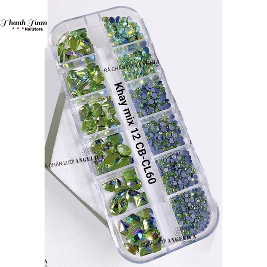 Khay Đá chân bằng mix Đá chân lưới Angelica- Nails,Đá khối đính Móng