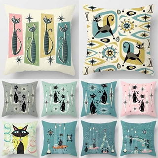 Vỏ Gối Vuông 45cm X 45cm In Hình Mèo Đen Dễ Thương