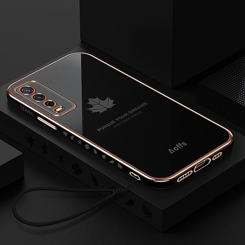 ốp lưng điện thoại mạ sang trọng tương thích với Cho VIVO Y12 Y15 Y17 Y19 Y20 Y20S Y20i Y12S Y15S Y21 Y21S Y33S Y21T Y30 Y50 T1X Vỏ silicon mềm TPU có dây buộc case