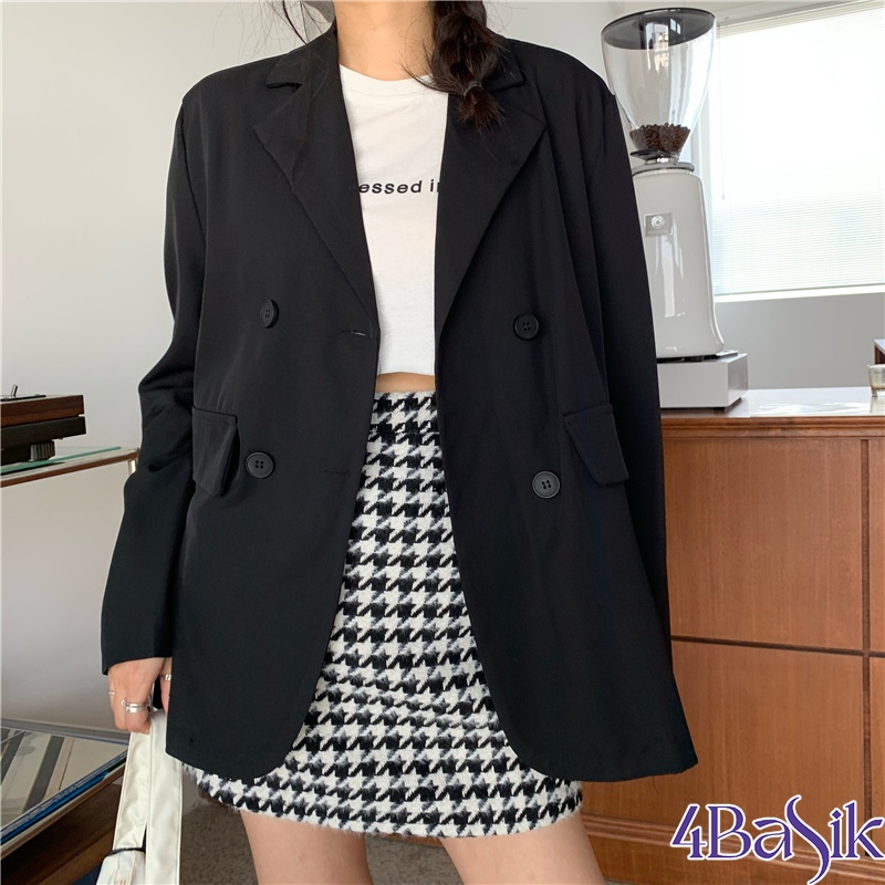 Áo blazer nữ dài tay áo vest khoác ngoài phong cách Hàn Quốc - 4BASIC BL04