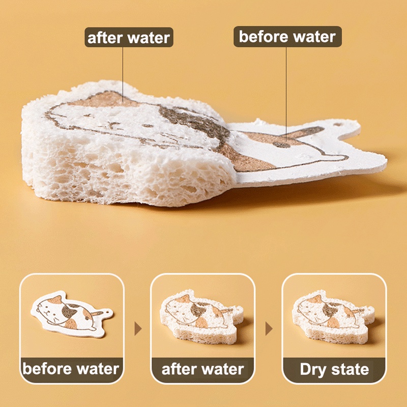 Miếng bọt biển bằng bột gỗ nến thiết kế hình động vật dễ thương dùng để rửa chén tiện dụng