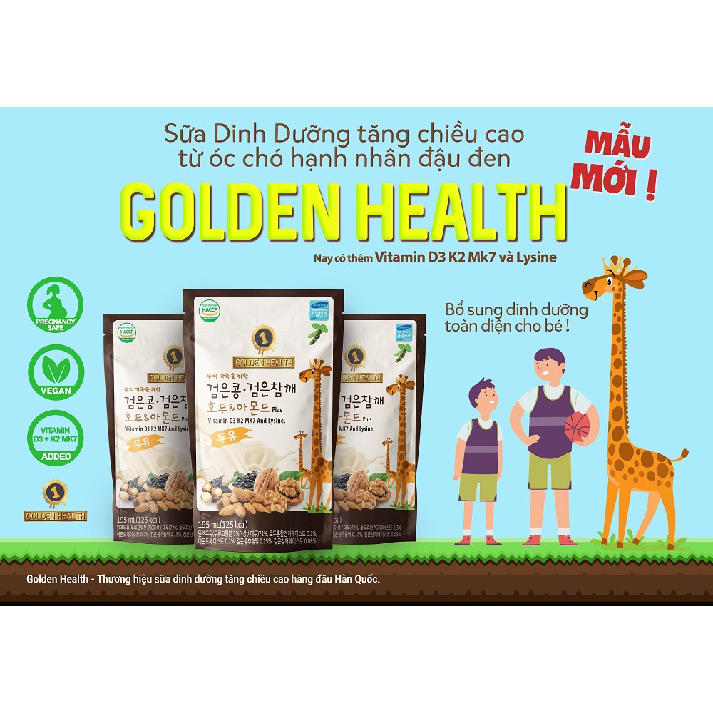 Sữa Hạt Óc Chó Hạnh Nhân GOLDEN HEALTH 195ml - Sữa Hạt Nhập Hàn Quốc