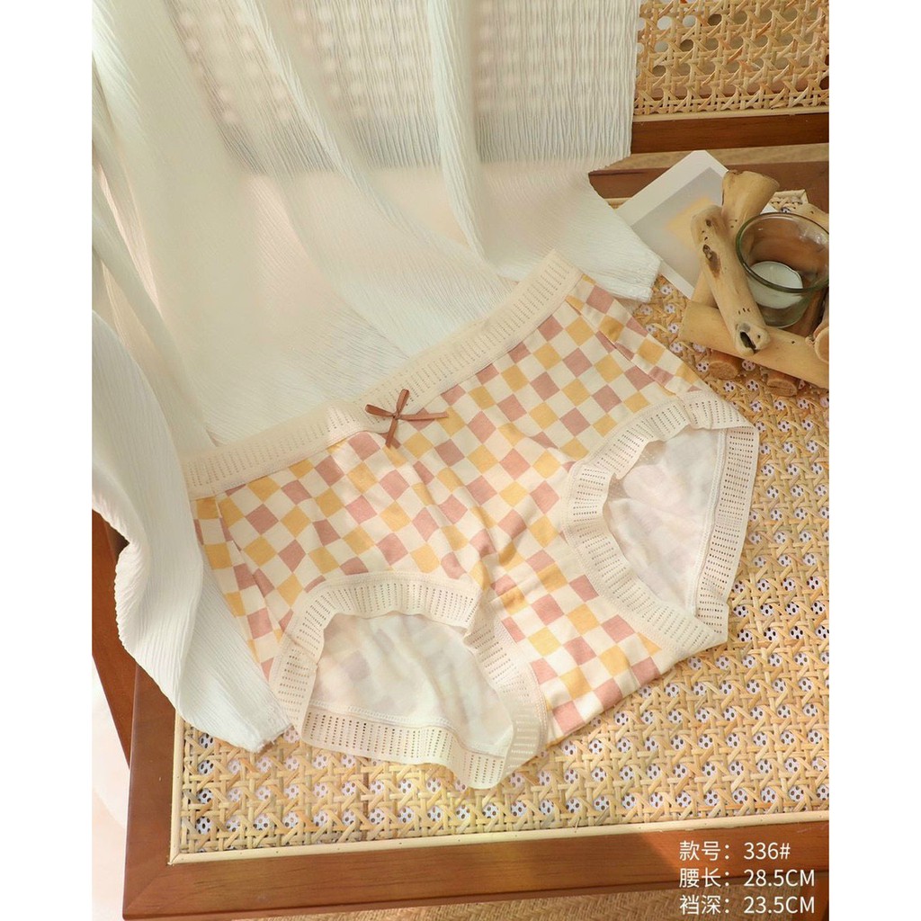 Quần Lót Nữ - Hộp 3 Quần Lót Chất Cotton Cao Cấp Kiểu Dáng Kẻ Caro Hàn Quốc Dễ Thương