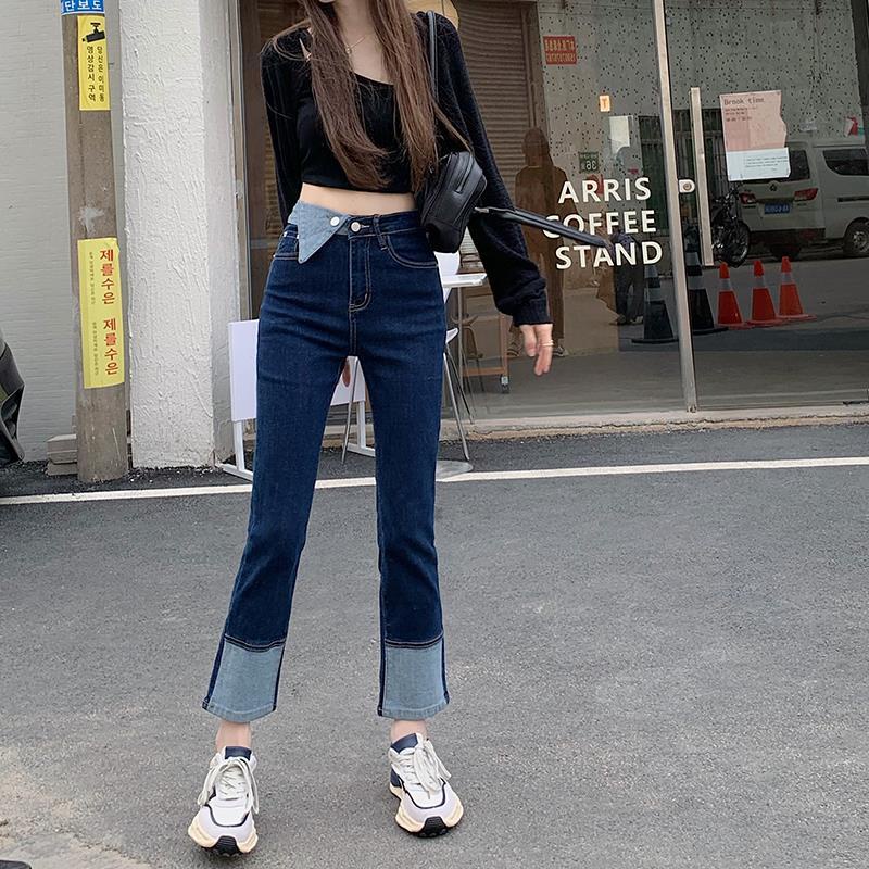 Quần jean ống đứng lưng cao hợp thời trang 2021 trẻ trung cho nữ