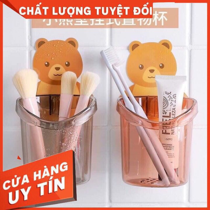 combo 4 Cốc gấu đựng bàn chải kem đánh răng dán tường Master Store