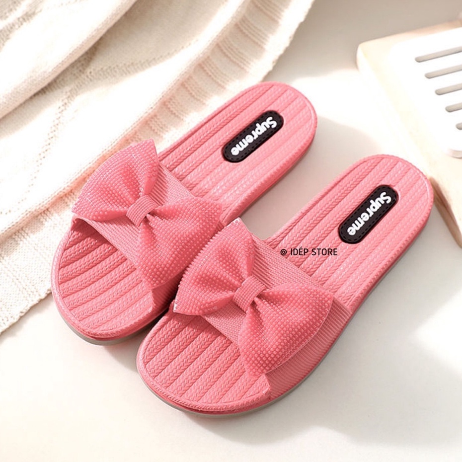 Dép cao su nữ quai ngang nơ gân cao 2cm đi mưa chống trơn Maipy - DL010